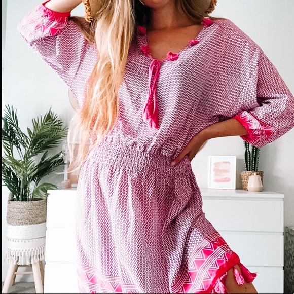 Magenta Pink Tassel Swim Coverup - Picture 4 of 5